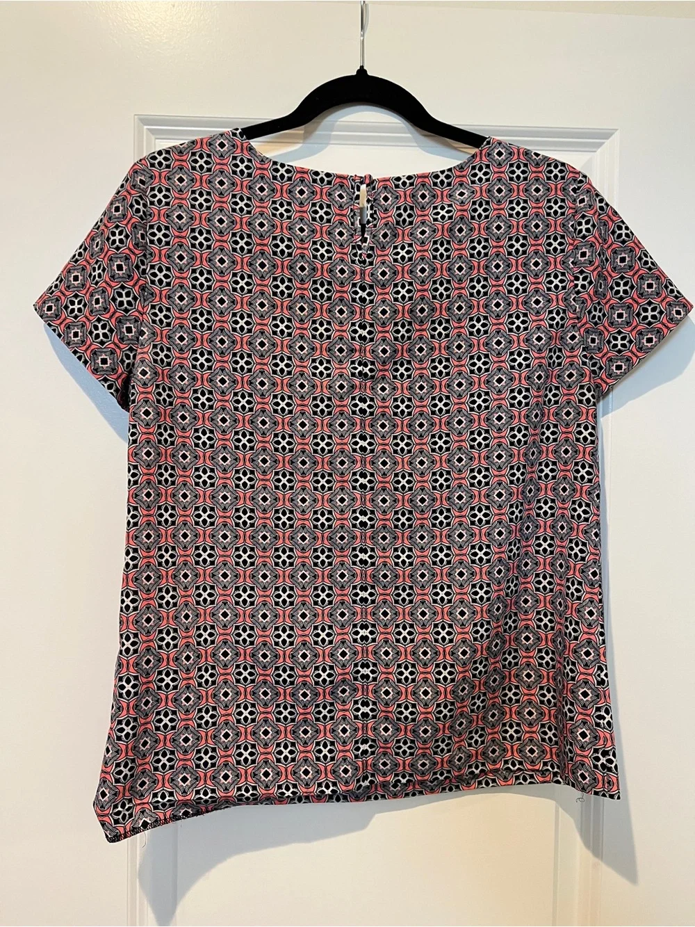 Pattern Pink Geometric Print Short Sleeve Blouse XS Career Casual Top J. Crew